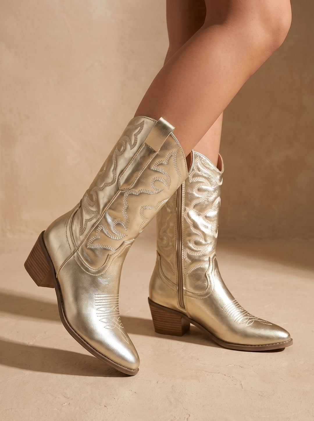 Women's Embroidered Mid-Calf Western Cowgirl Boots