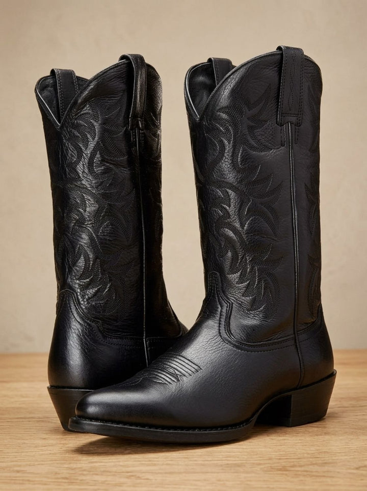 Women's Embroidered Western Cowboy Mid-Calf Block Heel Boots