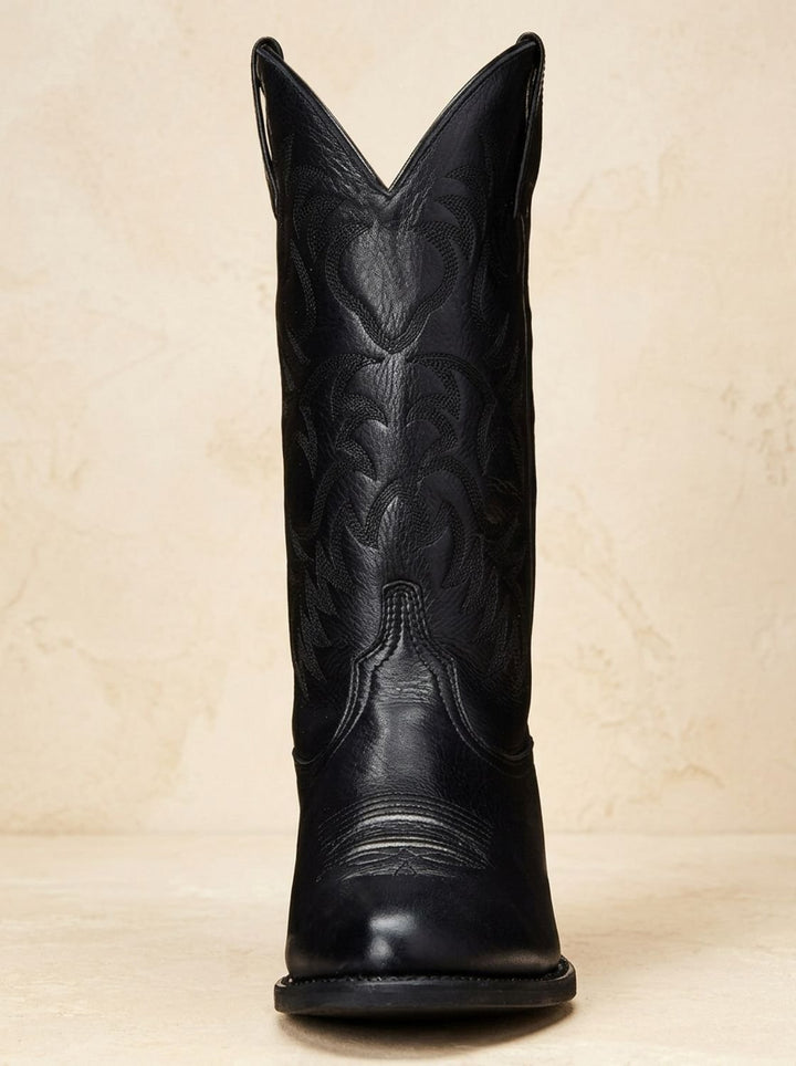 Women's Embroidered Western Cowboy Mid-Calf Block Heel Boots