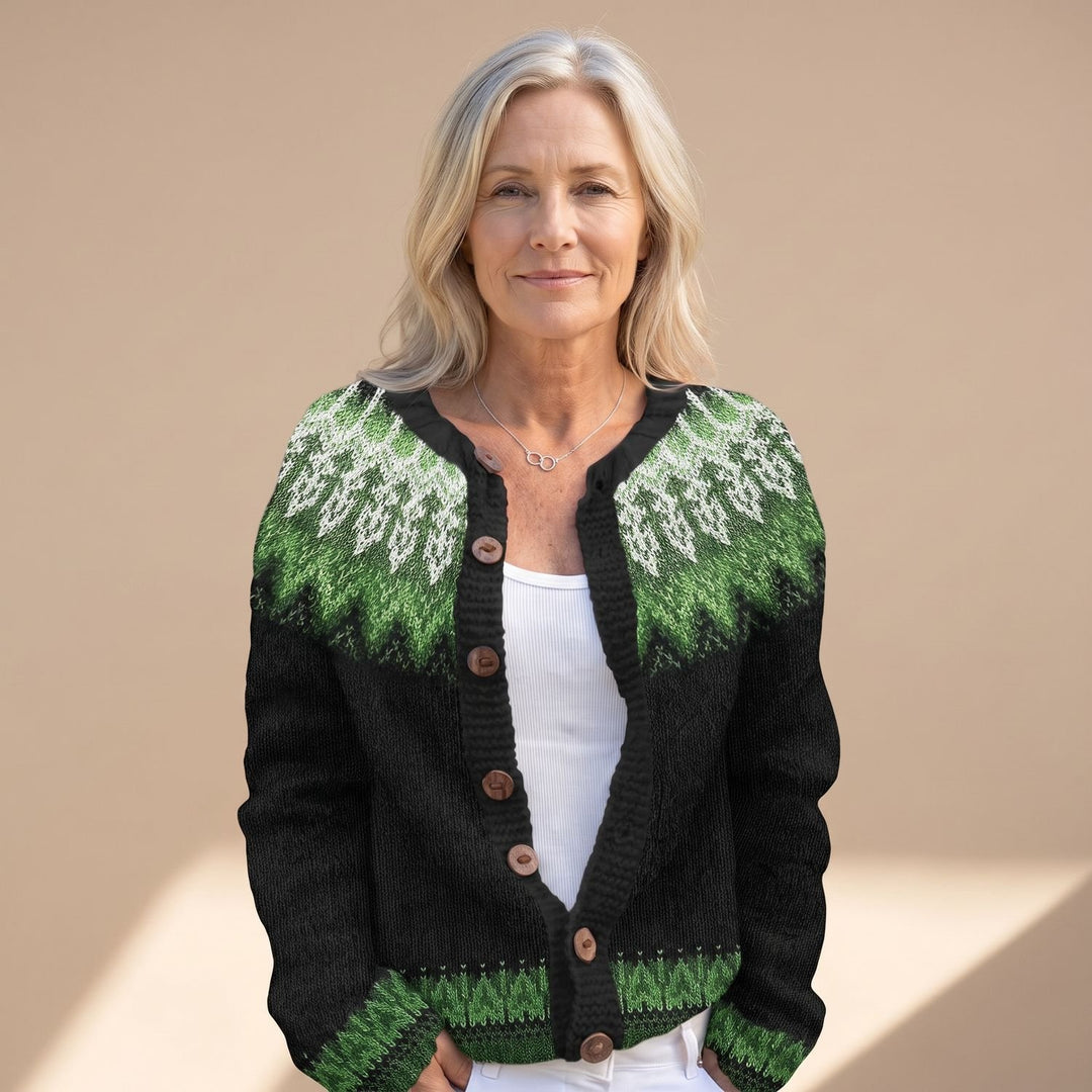 Women's Fair Isle Button Front Knit Cardigan
