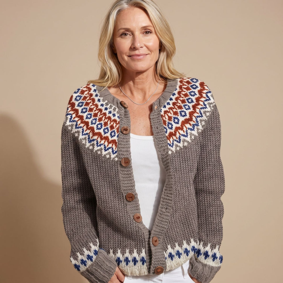 Women's Fair Isle Button-Front Knit Cardigan Sweater