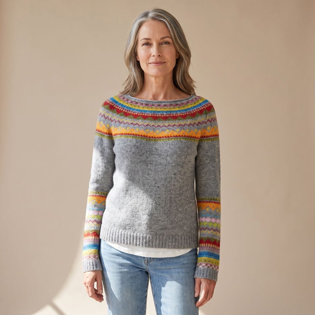Women's Fair Isle Pullover Long-Sleeve Knit Sweater - Multicolor