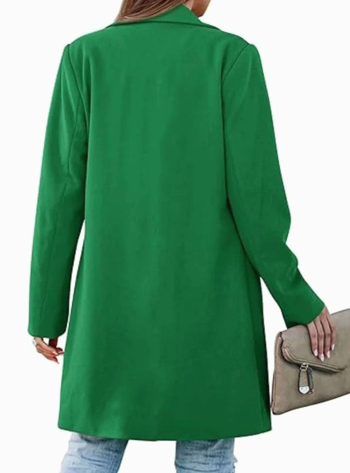Women's Fall Trench Coat Lapel Single-Button Long Blazer Jacket