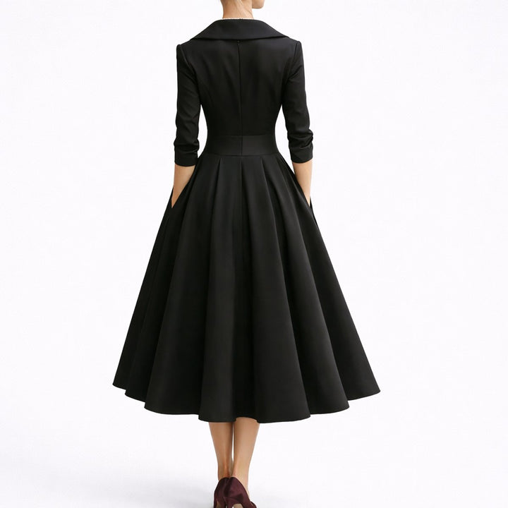 Women's Fall Wedding Guest Dresses A-Line V-Neck Midi Dress