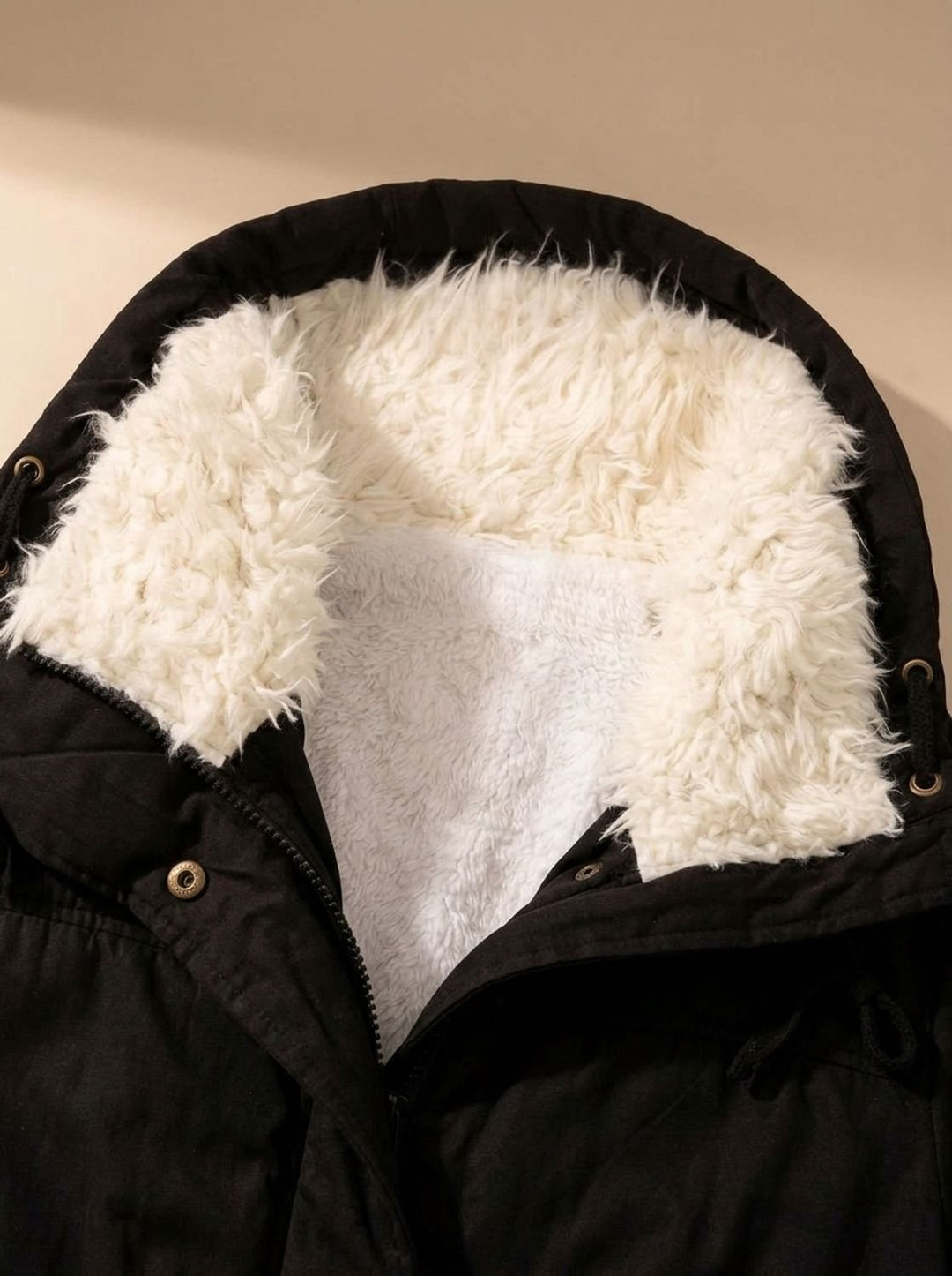 Women's Faux-Fur Collar Drawstring Waist Mid-Length Parka Coat