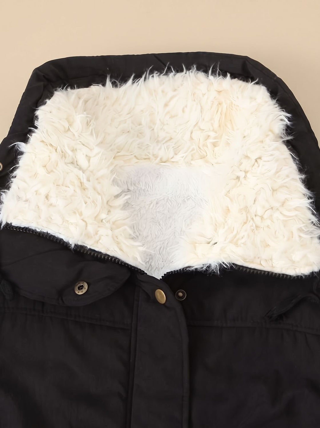 Women's Faux Fur Collar Drawstring Waist Winter Parka Coat