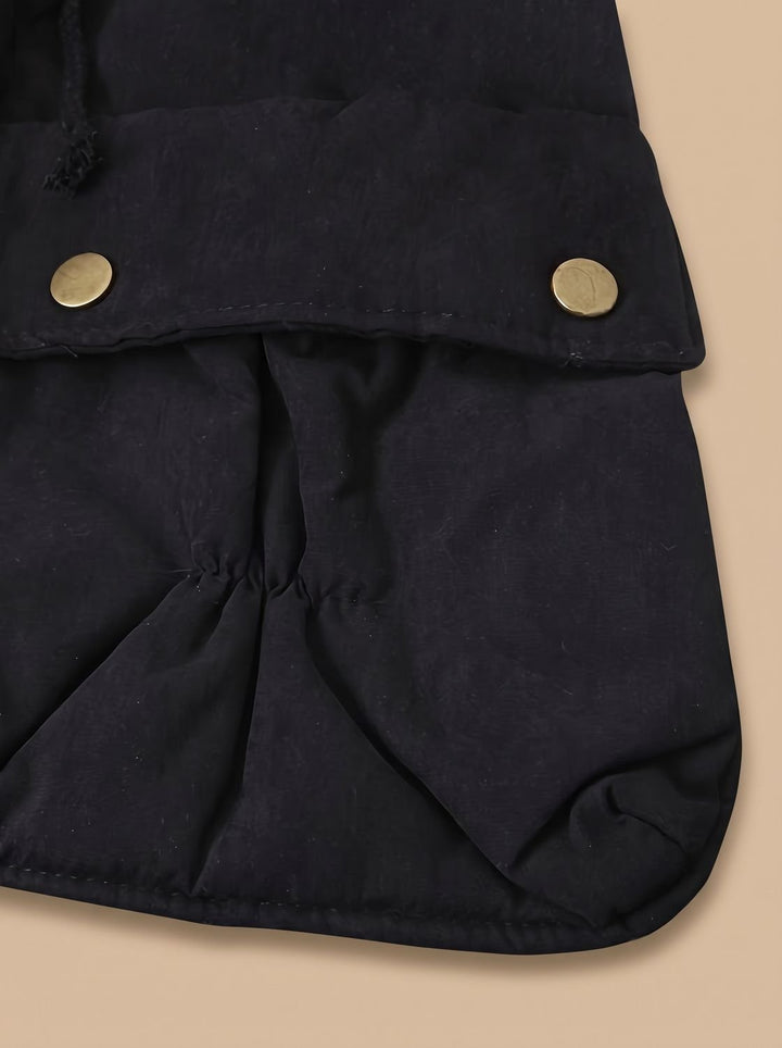 Women's Faux Fur Collar Drawstring Waist Winter Parka Coat