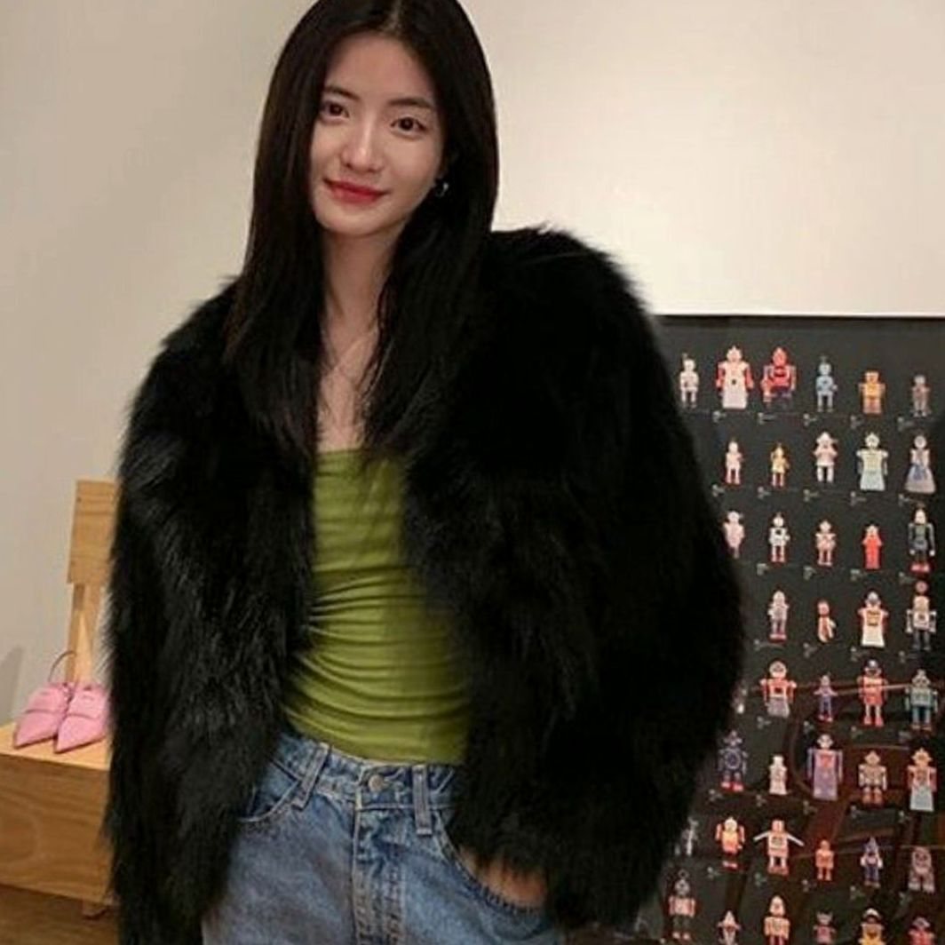 Women's Faux Fur Party Jacket Short Fluffy Coat - Classic Black