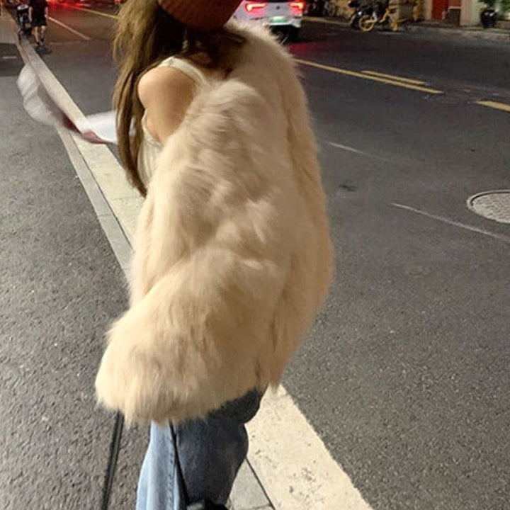 Women's Faux Fur Party Jacket Short Fluffy Coat