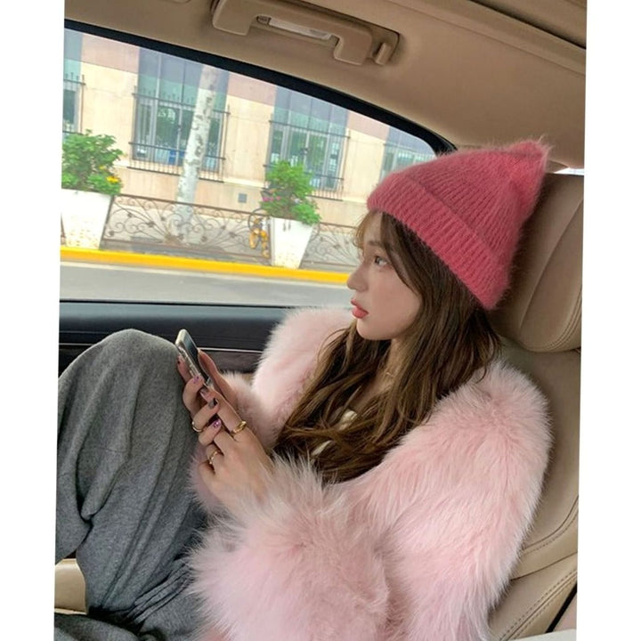Women's Faux Fur Party Jacket Short Fluffy Coat - Cherry Blossom Pink