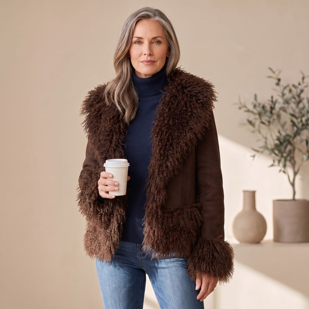 Women's Faux Fur Trim Open-Front Winter Jacket