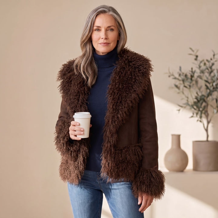 Women's Faux Fur Trim Open-Front Winter Jacket