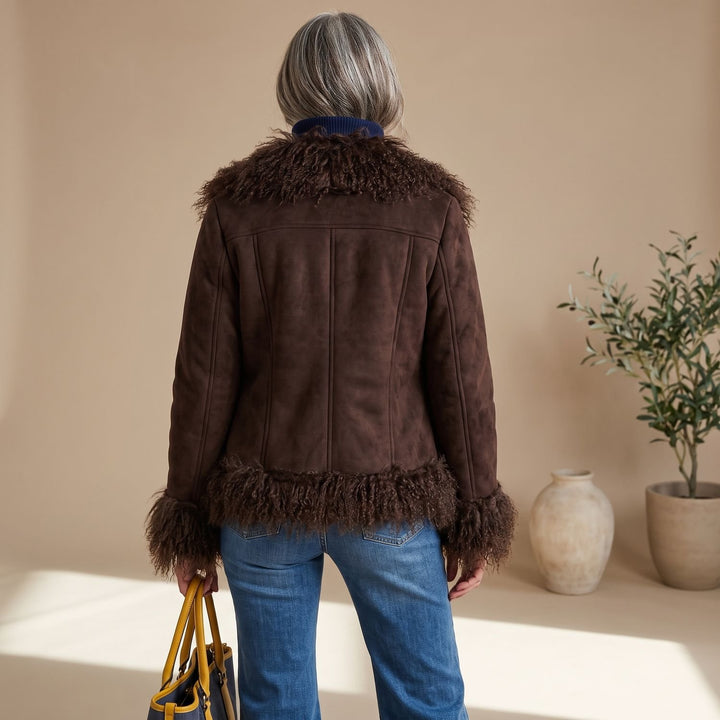 Women's Faux Fur Trim Open-Front Winter Jacket