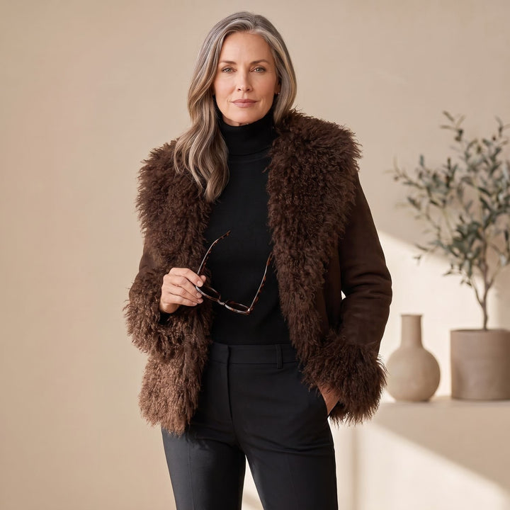 Women's Faux Fur Trim Open-Front Winter Jacket