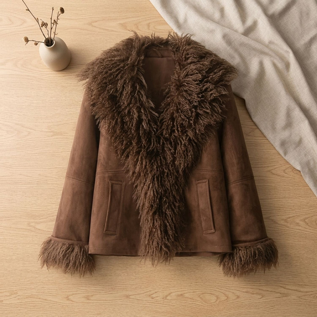 Women's Faux Fur Trim Open-Front Winter Jacket