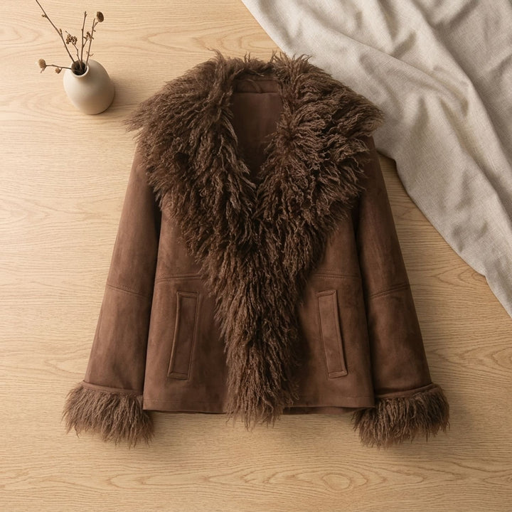 Women's Faux Fur Trim Open-Front Winter Jacket