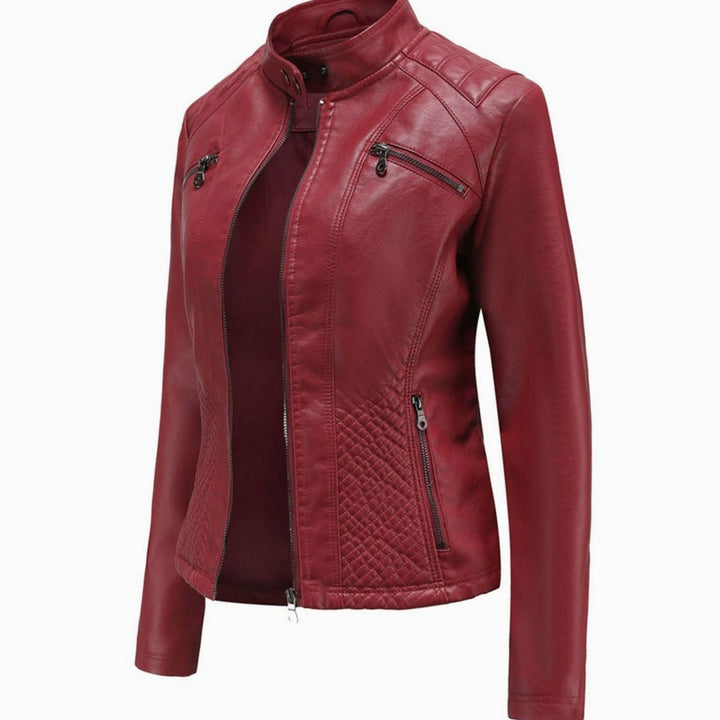 Women's Faux Leather Quilted Zip-Up Biker Jacket