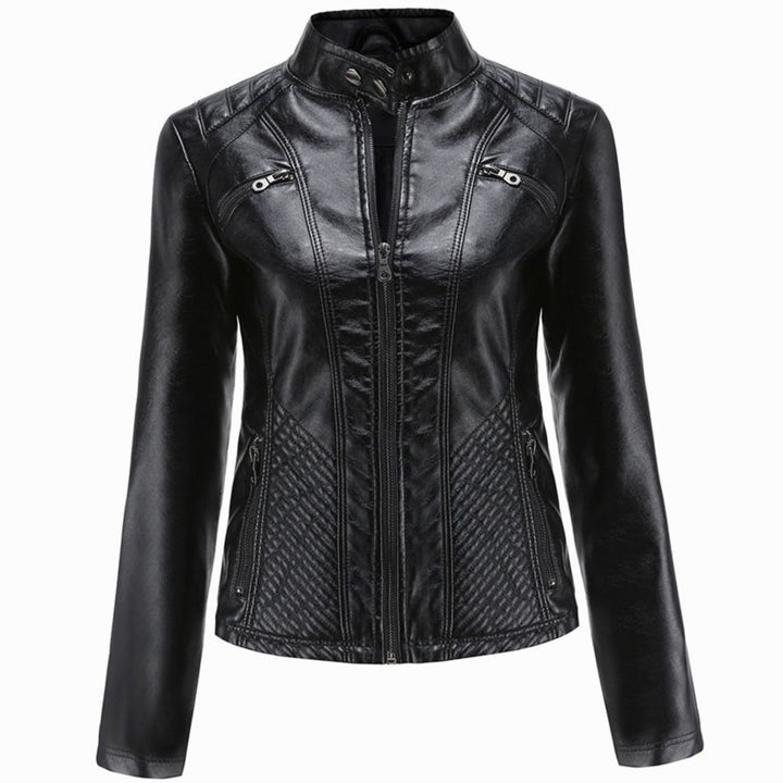 Women's Faux Leather Quilted Zip-Up Biker Jacket