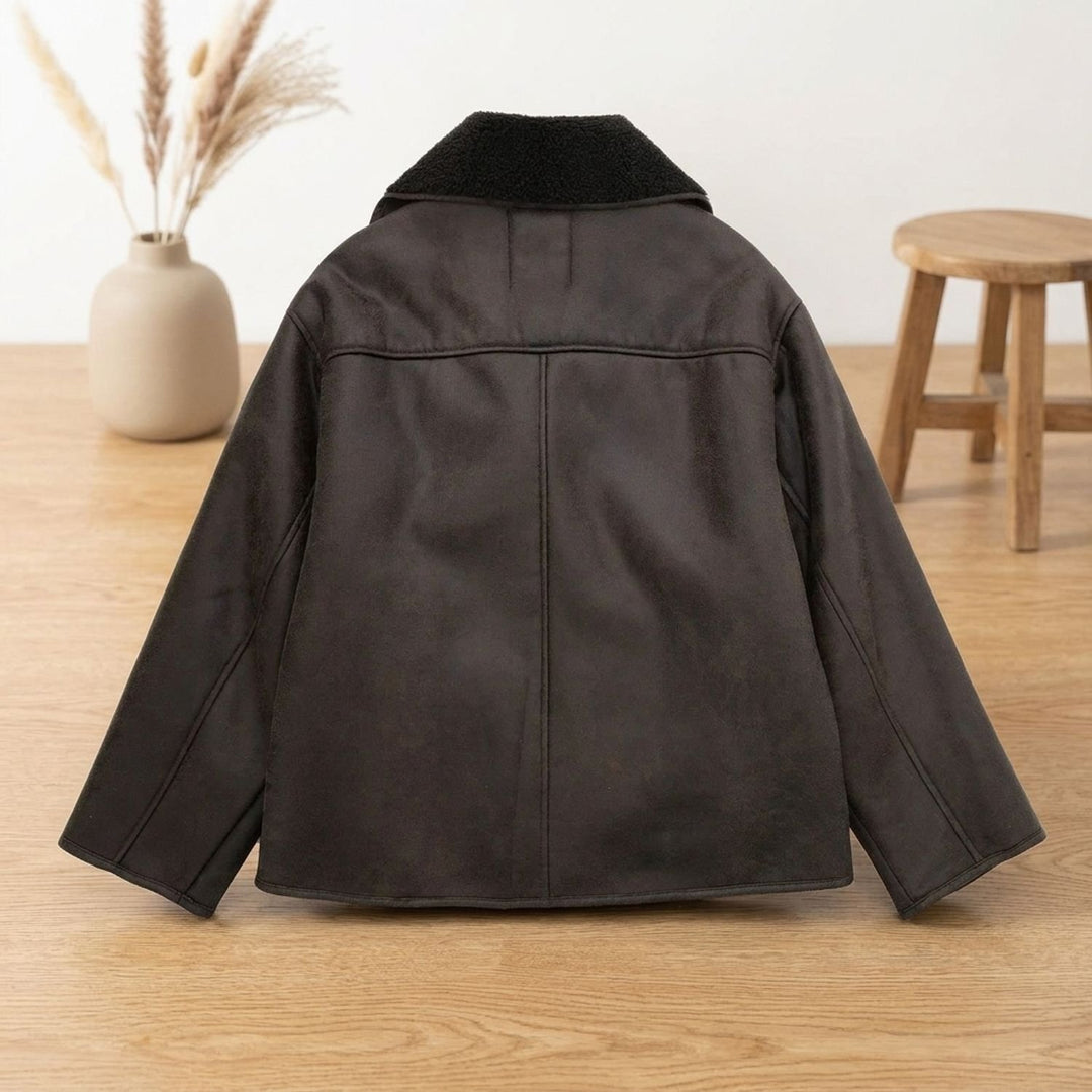 Women's Faux Leather Sherpa-Lined Oversized Button-Front Jacket