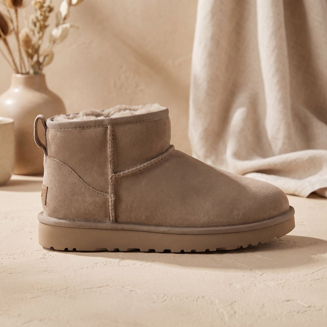 Women's Faux Suede Fleece-Lined Waterproof Ankle Snow Boots - Antelope Brown