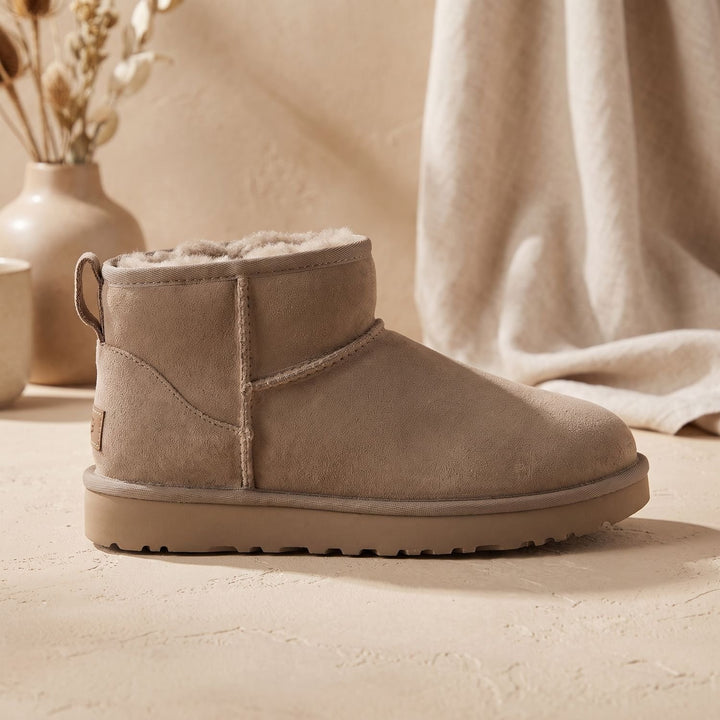 Women's Faux Suede Fleece-Lined Waterproof Ankle Snow Boots - Antelope Brown