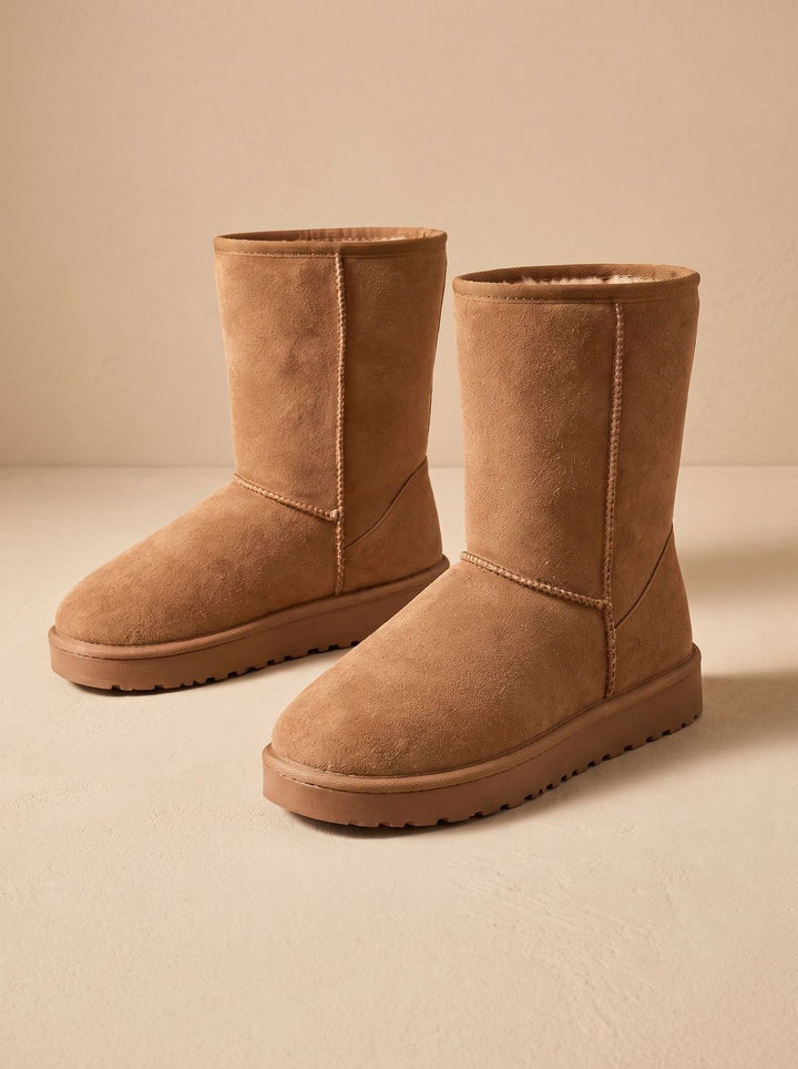 Women's Faux Suede Sherpa-Lined Mid-Calf Winter Snow Boots