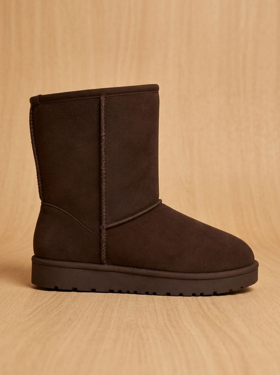 Women's Faux Suede Sherpa-Lined Mid-Calf Winter Snow Boots - Brown