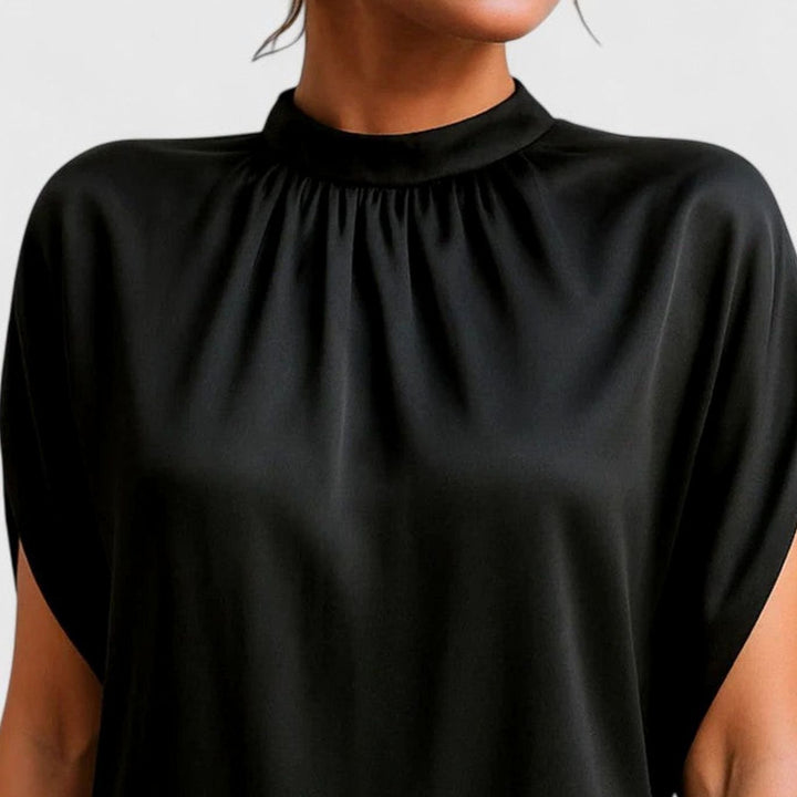 Women's Figure Flattering Mock-Neck Split-Sleeve Mini Dress
