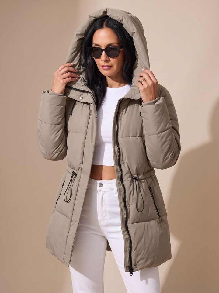 Women's Fitted Faux-Fur Hood Cropped Puffer Jacket