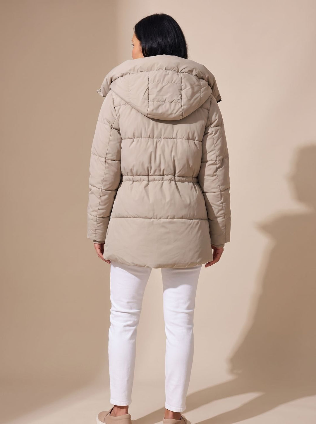 Women's Fitted Faux-Fur Hood Cropped Puffer Jacket