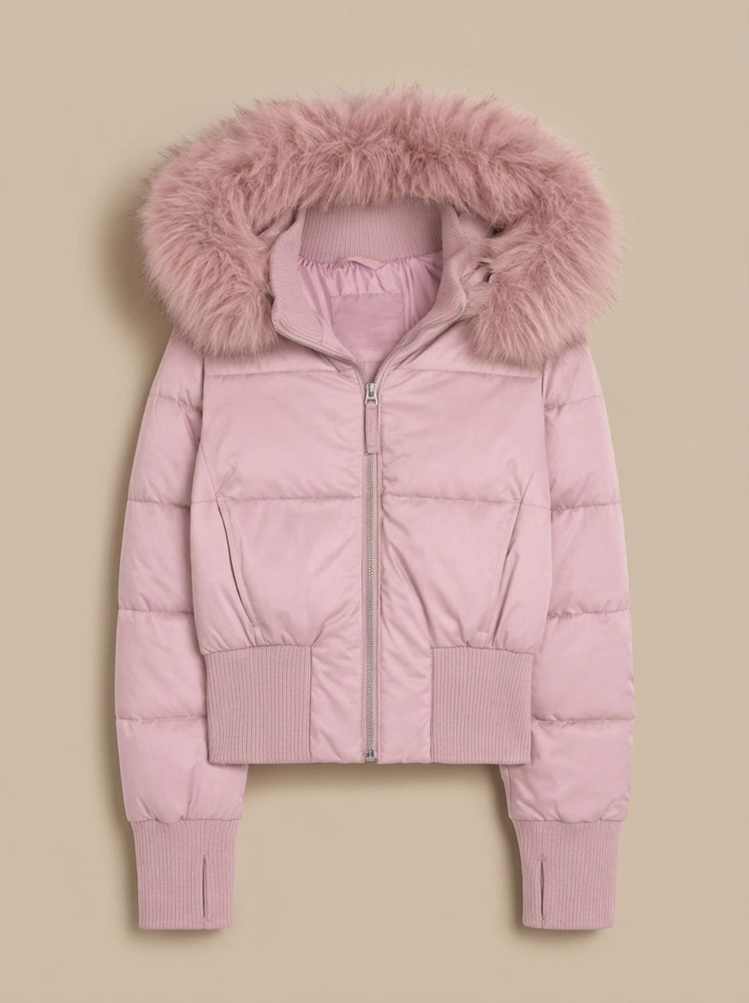 Women's Fitted Faux-Fur Hood Cropped Puffer Jacket