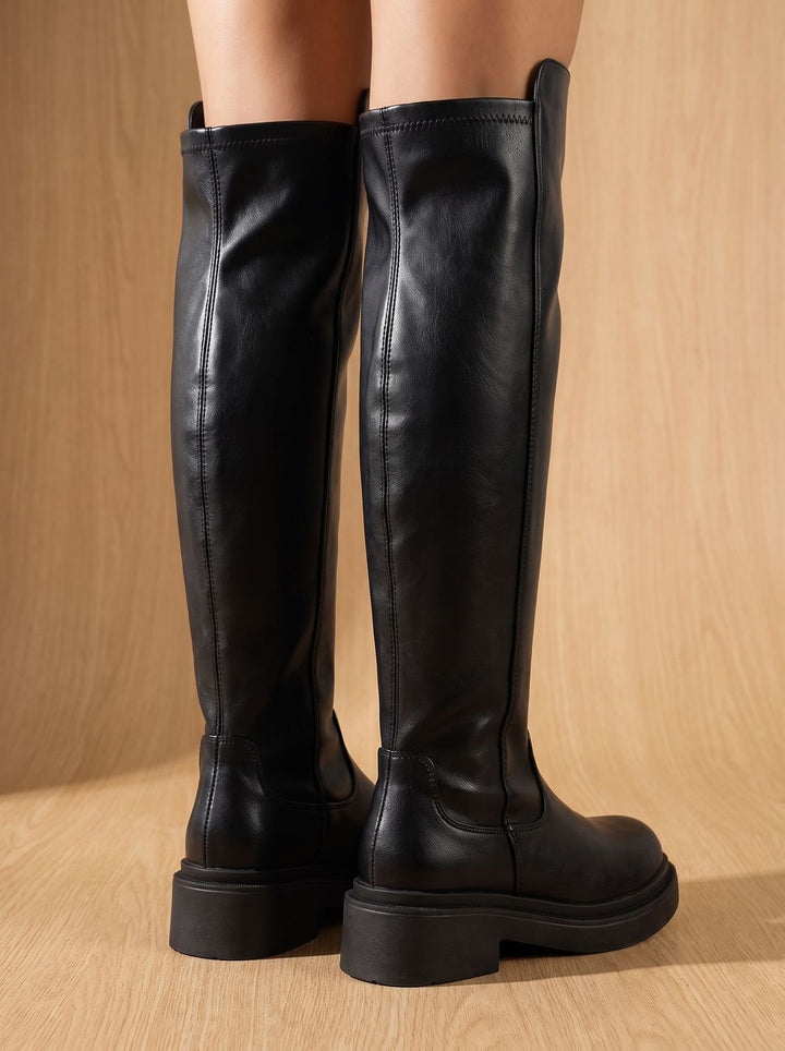 Women's Flat Over-the-Knee Side-Zip Stretch Boots
