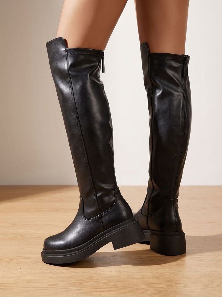 Women's Flat Over-the-Knee Side-Zip Stretch Boots