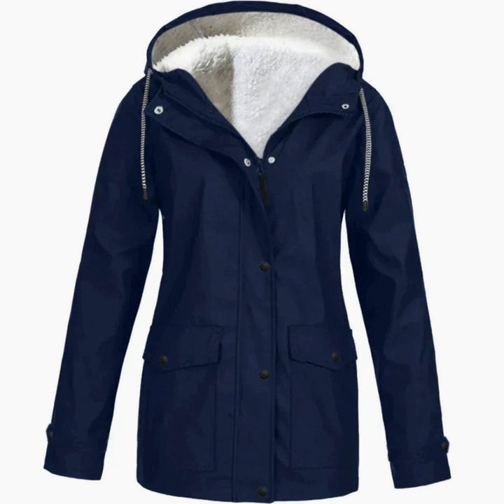 Women's Fleece-Lined Hooded Parka Jacket Full-Zip Wind-Resistant - Blue