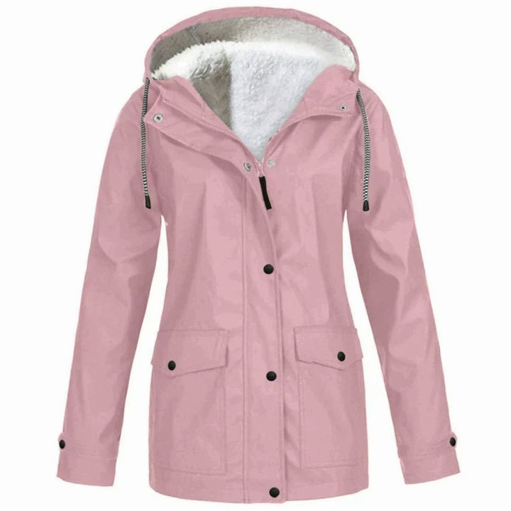 Women's Fleece-Lined Hooded Parka Jacket Full-Zip Wind-Resistant - Pink