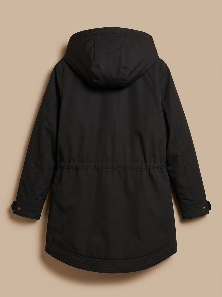 Women's Fleece-Lined Hooded Parka Winter Coat Adjustable Waist