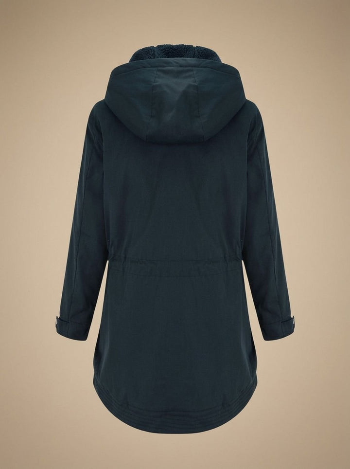 Women's Fleece-Lined Hooded Parka Winter Coat Adjustable Waist