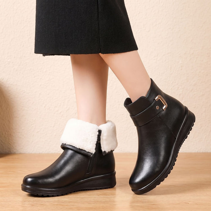 Women's Fleece-Lined Non-Slip Buckle Ankle Winter Boots