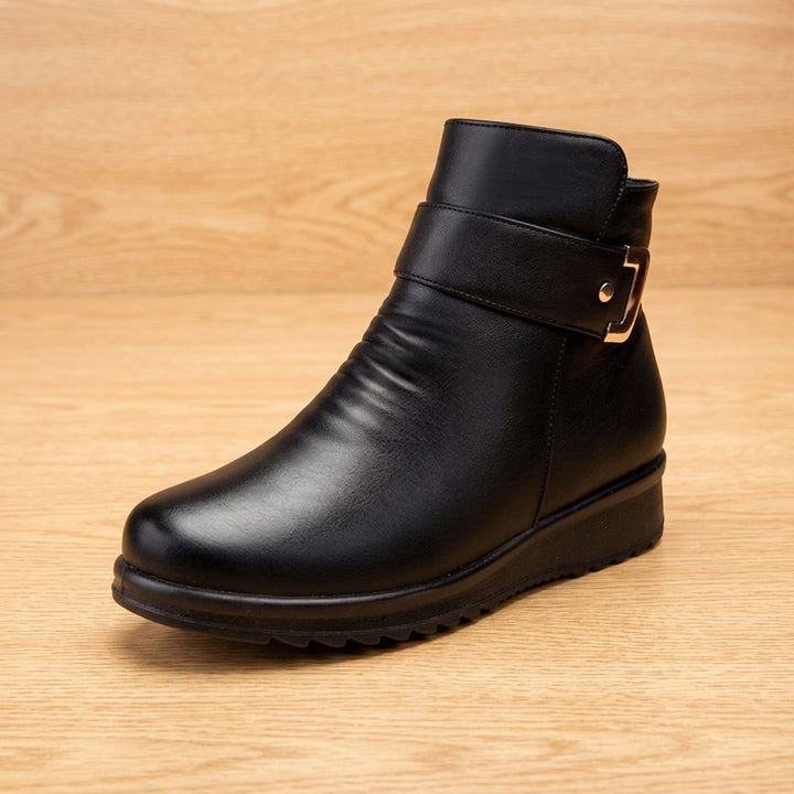 Women's Fleece-Lined Non-Slip Buckle Ankle Winter Boots