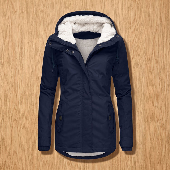 Women's Fleece-Lined Quilted Hooded Parka Winter Coat - Blue