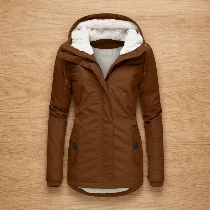 Women's Fleece-Lined Quilted Hooded Parka Winter Coat