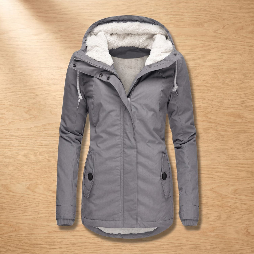 Women's Fleece-Lined Quilted Hooded Parka Winter Coat