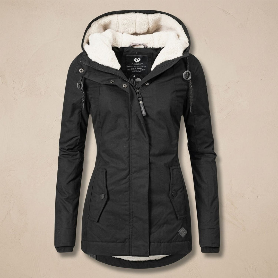 Women's Fleece-Lined Quilted Hooded Parka Winter Coat