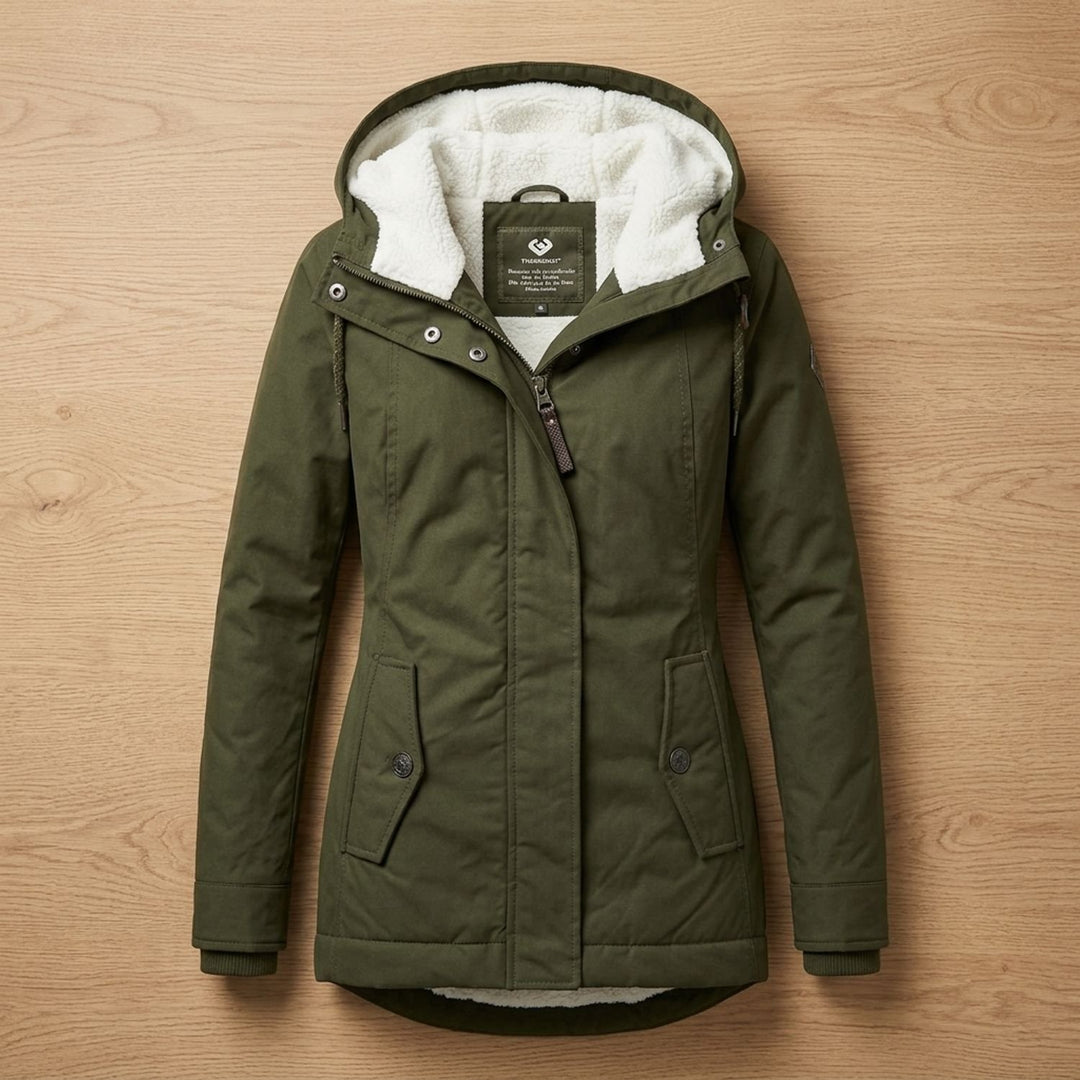 Women's Fleece-Lined Quilted Hooded Parka Winter Coat
