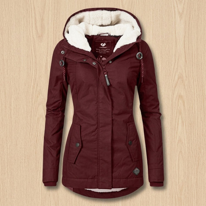 Women's Fleece-Lined Quilted Hooded Parka Winter Coat