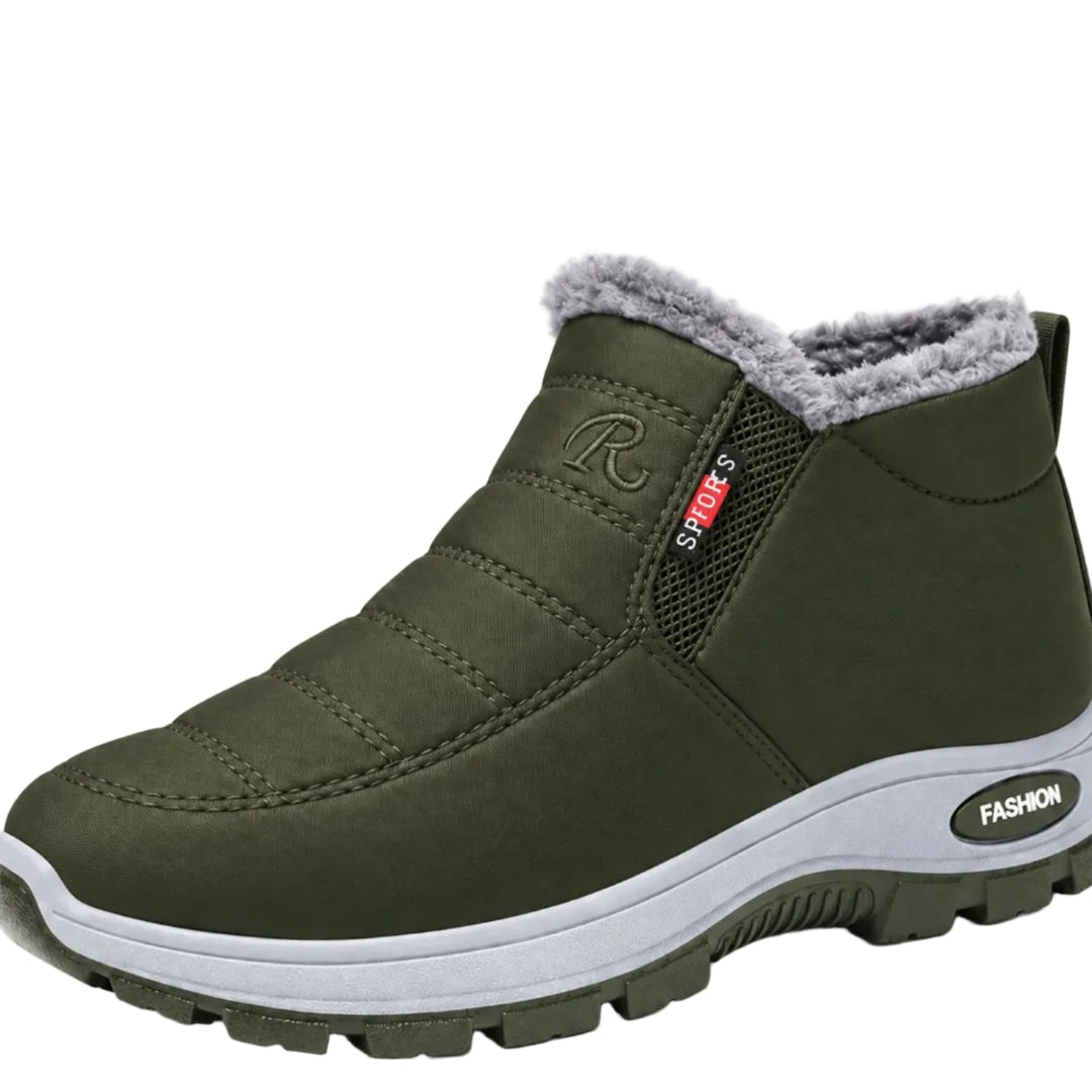 Women's Fleece-Lined Quilted Slip-On Ankle Snow Boots - Green