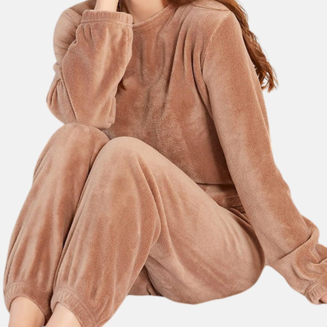 Women's Fleece Two-Piece Relaxed-Fit Lounge Outfit Set
