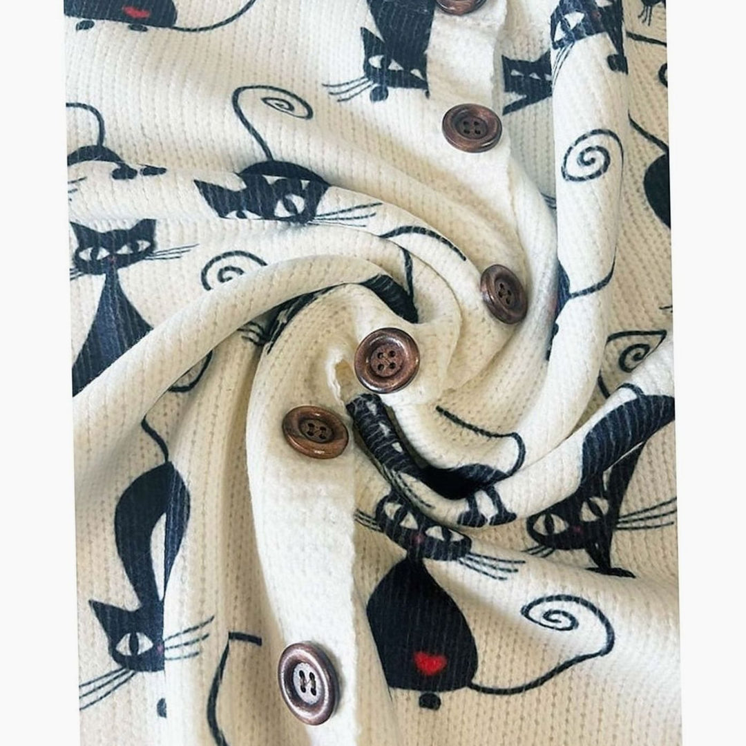 Women's Floral Button-Front Long Sleeve Knit Cardigan