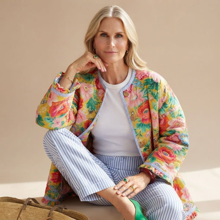 Women's Floral Print Relaxed-Fit Long Jacket
