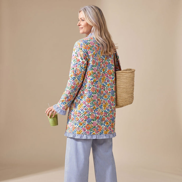 Women's Floral Print Relaxed-Fit Long Jacket